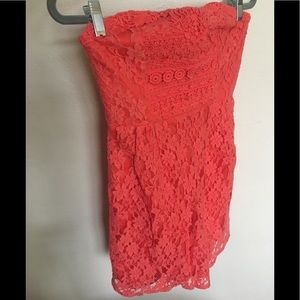 Free People strapless, floral-lace dress NWOT